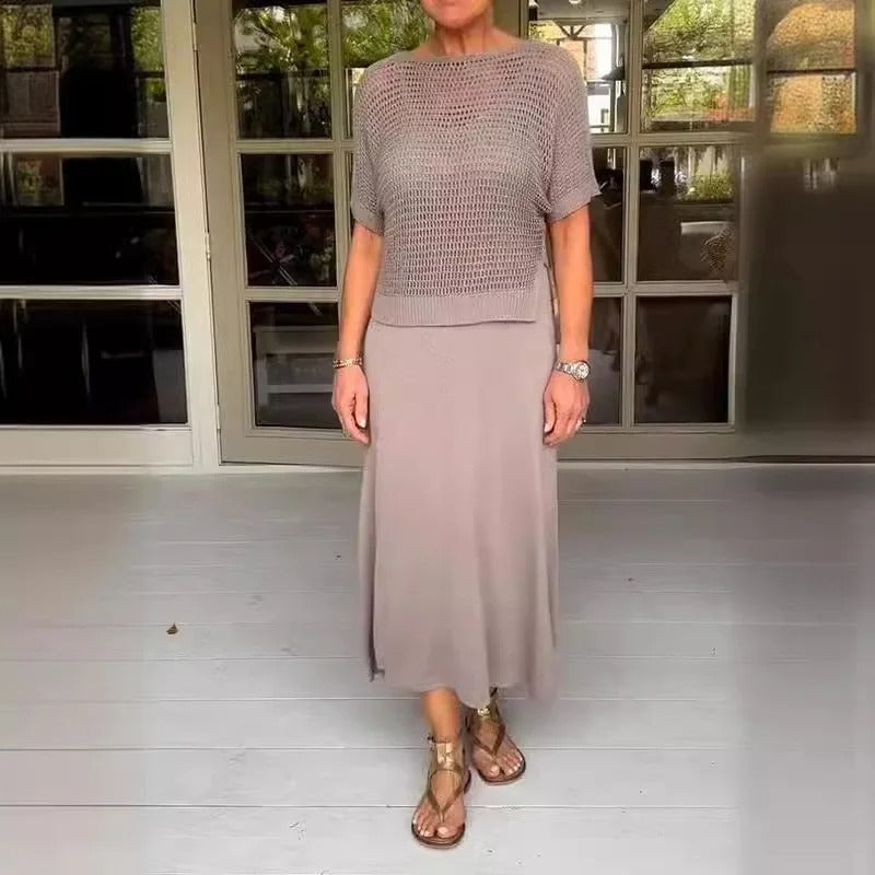 Alma - Elegant 2-Piece Dress + Mesh Top