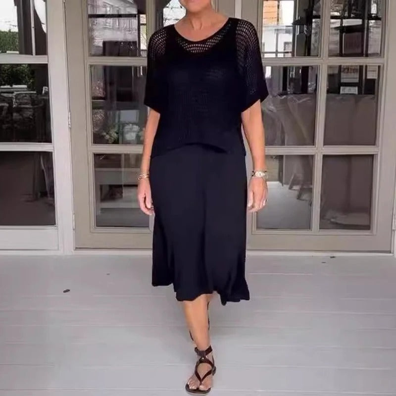 Alma - Elegant 2-Piece Dress + Mesh Top