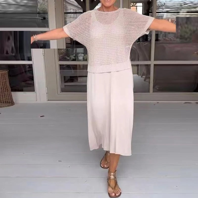 Alma - Elegant 2-Piece Dress + Mesh Top
