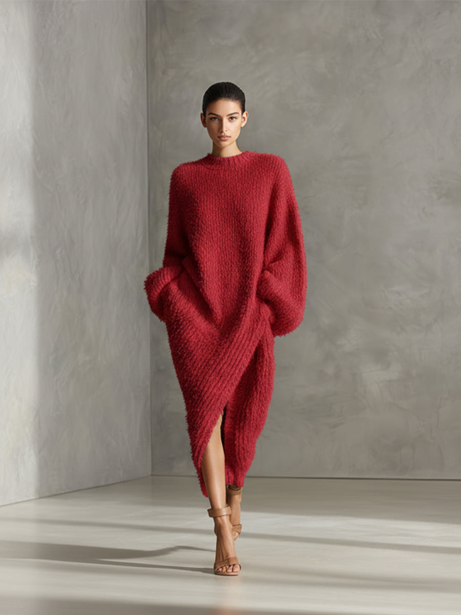 Shimmery Asymmetrical Midi Dresses in Mink Fox for Women MDA0245I2I