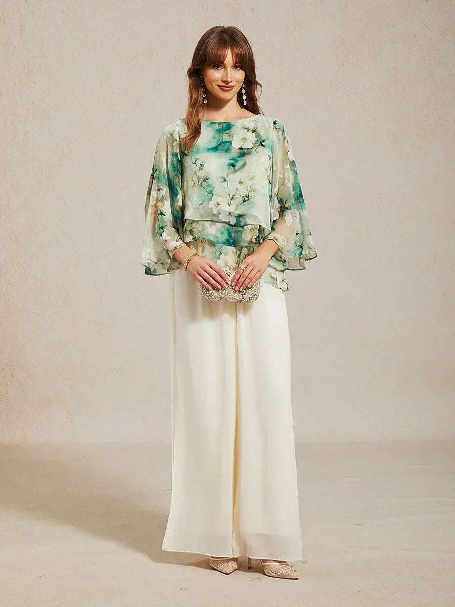 Straight Pants with Chiffon Layer
